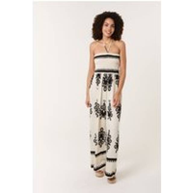 Blue Vanilla Stone Strapless Shirred Waist Jumpsuit - s/m