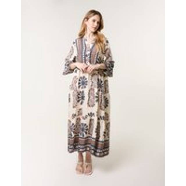 Blue Vanilla Navy Aztec Diamante Maxi Dress - one size