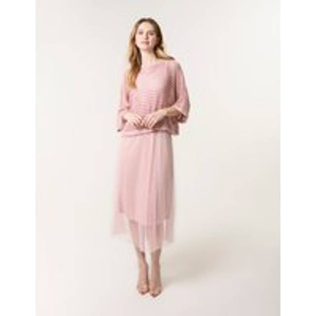 Blue Vanilla Pink Crochet Top Pleat Dress - s/m