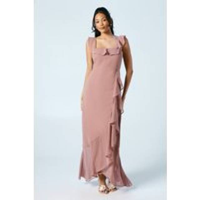 Ruffle Detail Bridesmaid Maxi Dress - Pink - 12