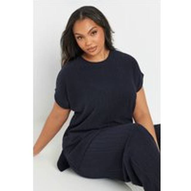 Yours Curve Navy Blue Knitted Tshirt, Women's Curve & Plus Size, Yours - 38-40
