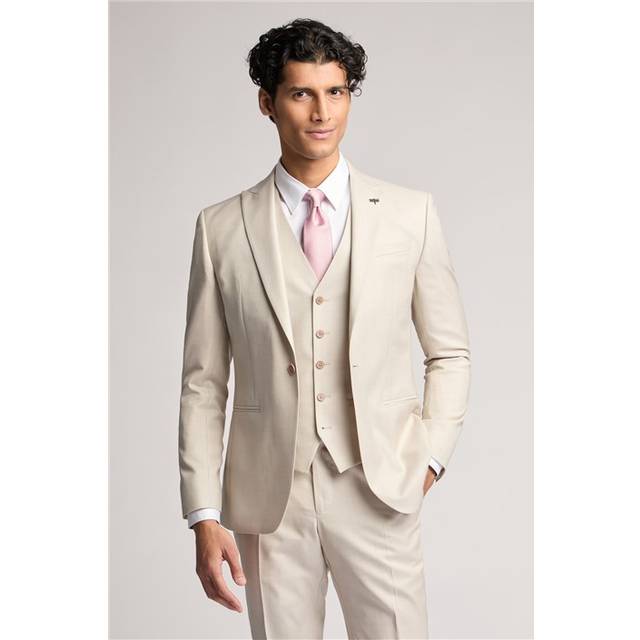 Turner Slim Fit Stone Sharkskin Suit Jacket - Nude - 50R