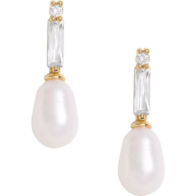 Jon Richard Pearl And Cubic Zirconia Drop Earrings, Gold