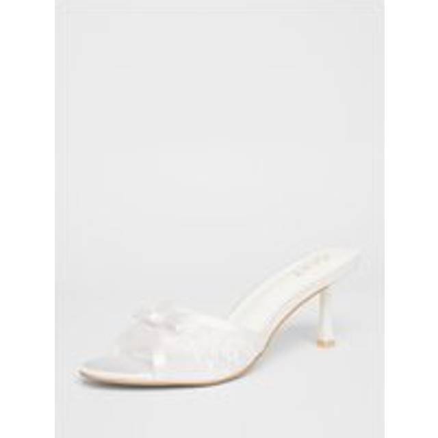 White Lace Mule Heels - 7