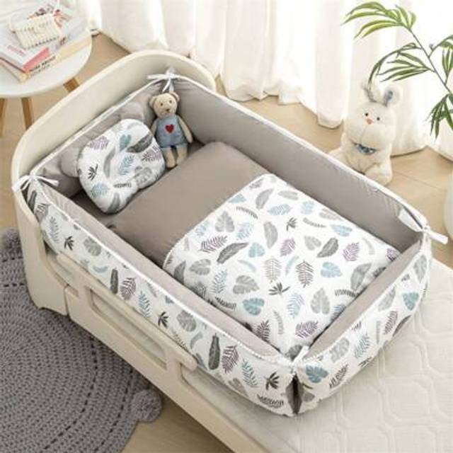 SHEIN Foldable Baby Crib Co-Sleeper, Portable High Edge Protective Infant Bed, Nursing & Parent-Child Bed, Anti-Pressing Sleep Bed
