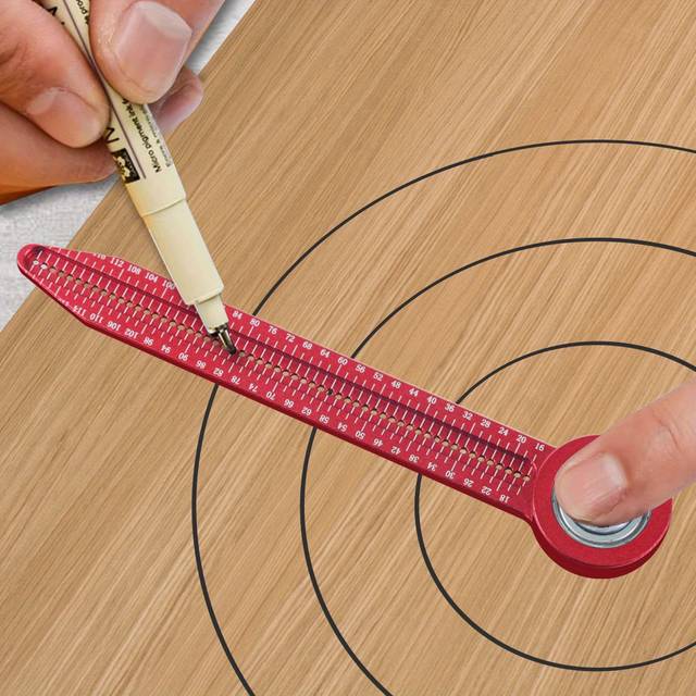 TEMU Woodworking Scribe Gauge With Pocket Clip - Aluminum Carpentry Compass Circular Drawing Tool, Marking Measurement Ruler - Woodworking Scribe Gauges For Accurate Hole Marking