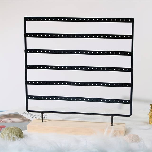 TEMU 6-tier 144-hole Metal Earring Display Stand With Hanging Cards, Jewelry Display Rack Suitable For Studs, Hoops, And Dangle Earrings, Ideal For Home And Retail Use, Jewelry Towers
