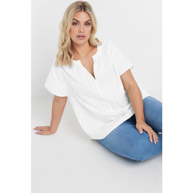 Yours Curve White Short Sleeve Cotton Blouse, Women's Curve & Plus Size, Yours - 34-36