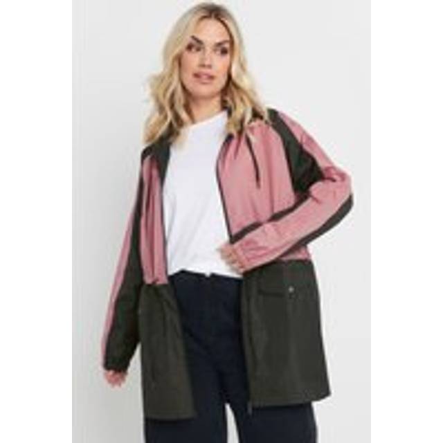 Yours Curve Pink & Black Colourblock Lightweight Parka Jacket, Women's Curve & Plus Size, Yours - 22-24