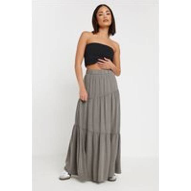 Pixiegirl Charcoal Grey Asymmetric Tiered Maxi Skirt 12 Pixiegirl | Petite Women's Maxi Skirts