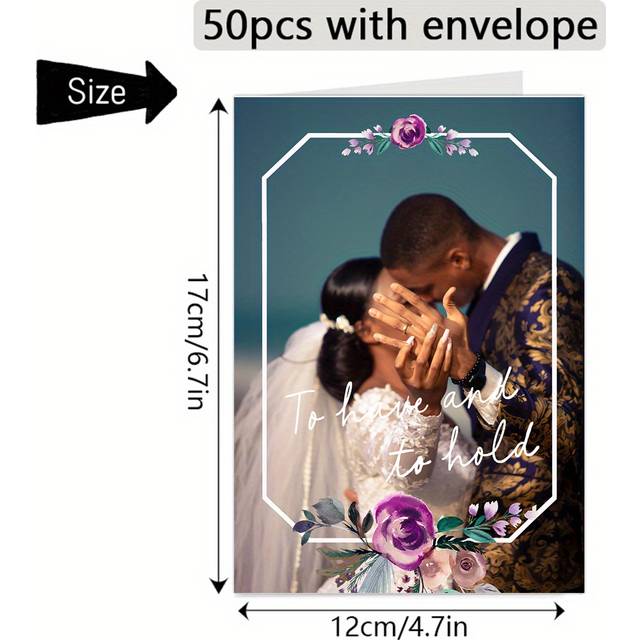 TEMU 2023 : 50pcs Custom Photo Greeting Cards For Weddings & Events With Envelopes - Elegant , Invitations & Thank You Notes