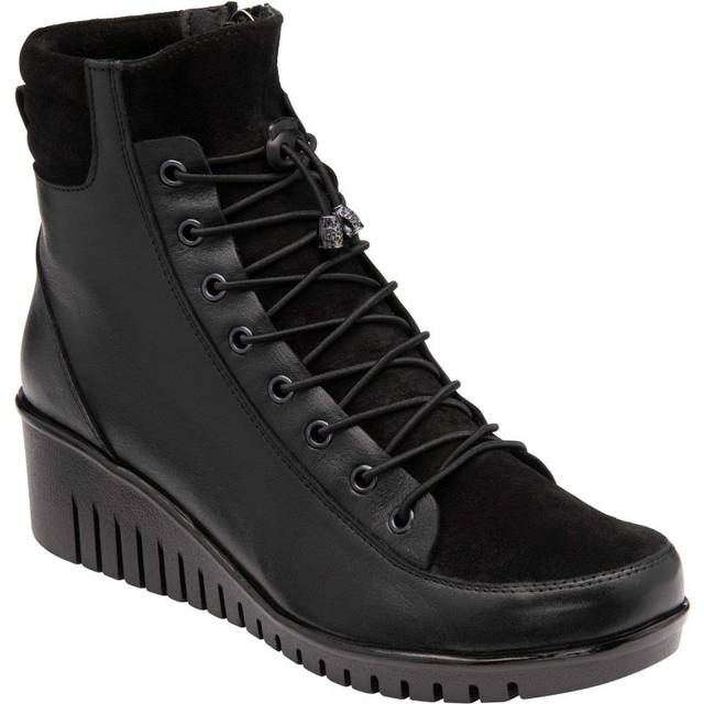 Lotus Delphine Womens Wedge Ankle Boots Colour: Black/Suede, Size: 3 / 36