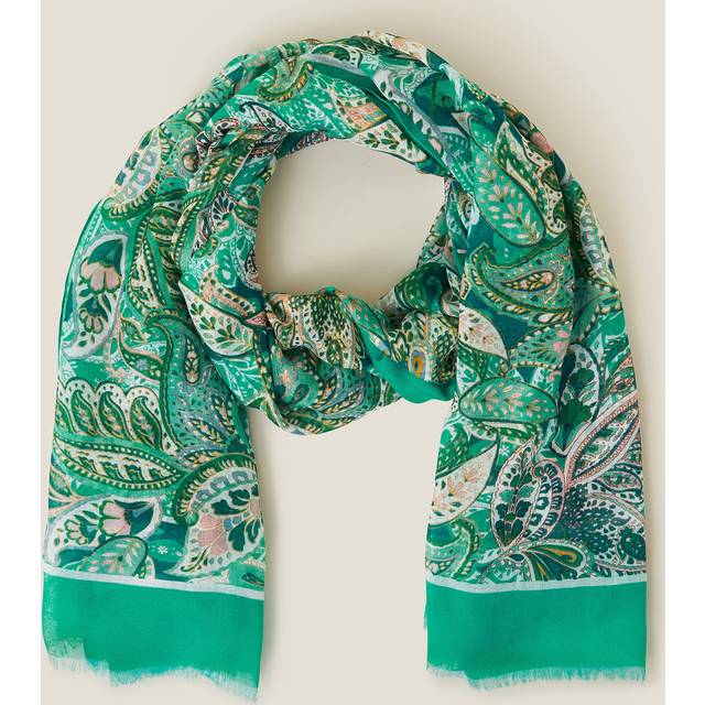 Green Lightweight Paisley Scarf Teal - Accessorize - One Size