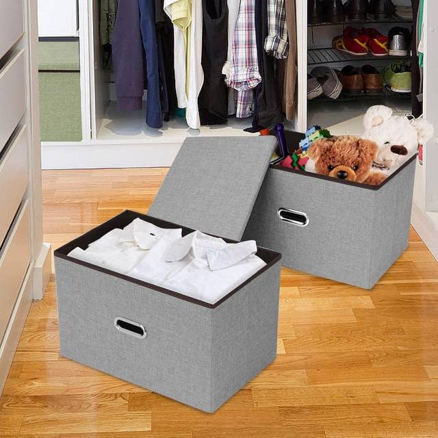 TEMU Storage Box With Lid 45x30x30cm Collapsible Storage Box Storage Box With Handle Storage Box Fabric Storage Basket For Organising Clothes Towels Books
