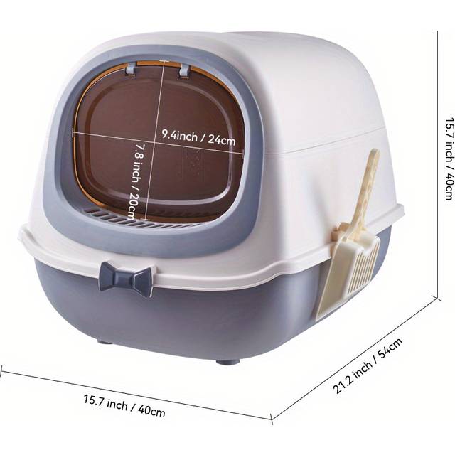 TEMU 54x40cm Grey Large Cats Litter Box Hooded Trays Pan Drawer Anti-splashing With Deodorization Function