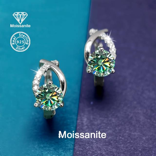 TEMU 1ct Moissanite Fashionable Versatile Women's Earrings In S925 Silver For Birthday, New Year, , Vacation, Party, Wedding, Valentine's Day, Christmas And Halloween