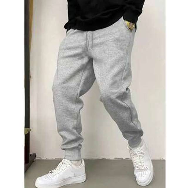 SHEIN Comfortable Men&#39;s Loose Fit Sweatpants -Black Athletic Pants,Soft Pockets,Boyfriend Style,Drawstring Waist, Solid Colors For All Seasons, Casual Wear,