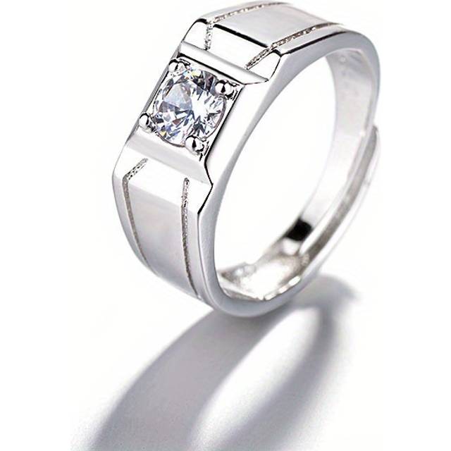 TEMU 1pc Moissanite Rings For Men 1 Carats 6.5mm Solitaire , Men's Anniversary Birthday Promise Ring, S925 Silvery Goldenen Plated Round Ring