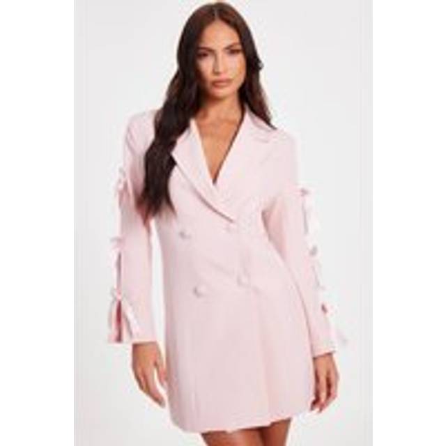 Womens Pale Pink Bow Sleeve Blazer Dress - 16