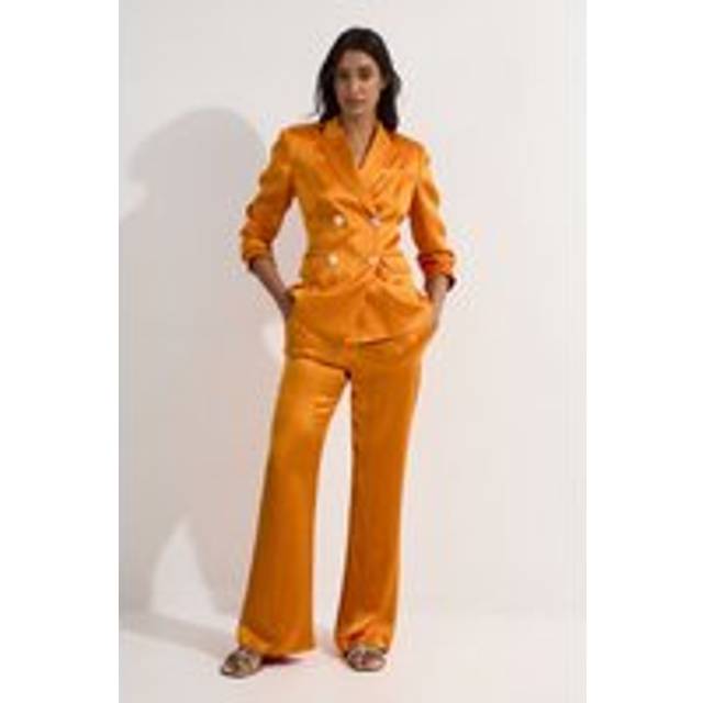 Petite Premium Satin Pinstripe Tailored Straight Leg Trouser - Mango