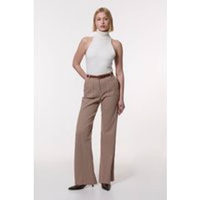 Jacquard Tailored Wide Leg Trouser - Camel