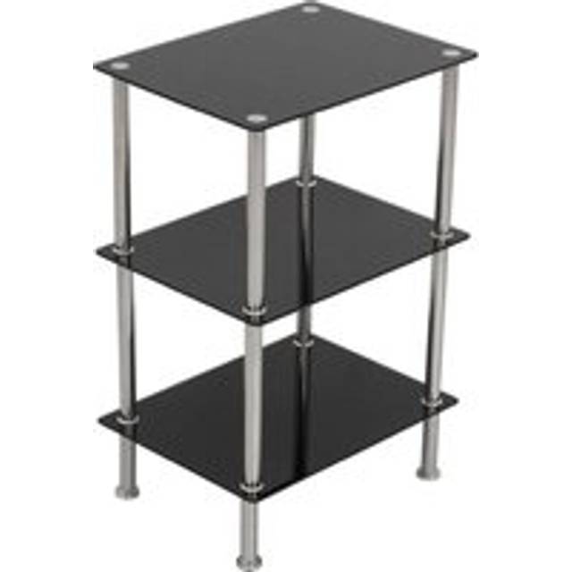 AVF S33 3-Tier Square Shelving Unit - Black & Chrome