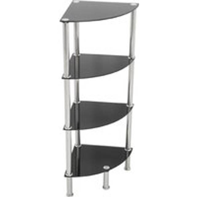 AVF S64-A 4-Tier Corner Shelving Unit - Black & Chrome
