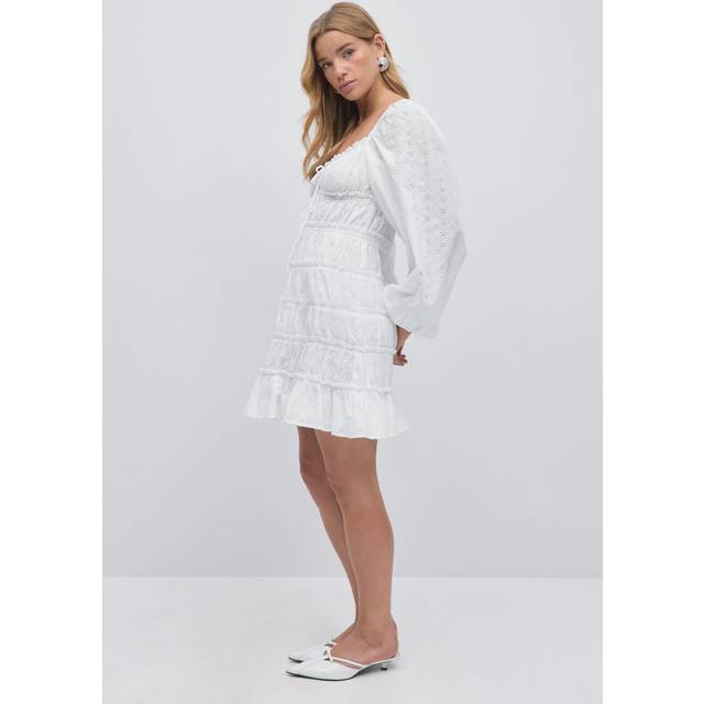 Gina Tricot-Broderie anglais dress-miniklänningar-Vit-34-Dam