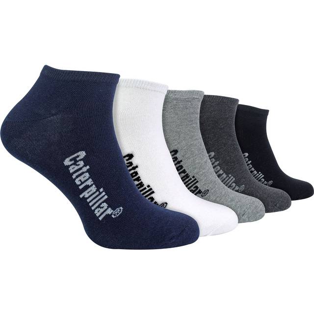 (6-9 UK, Assorted) CAT - Mens 5 Pack Cotton Rich Trainer Work Socks