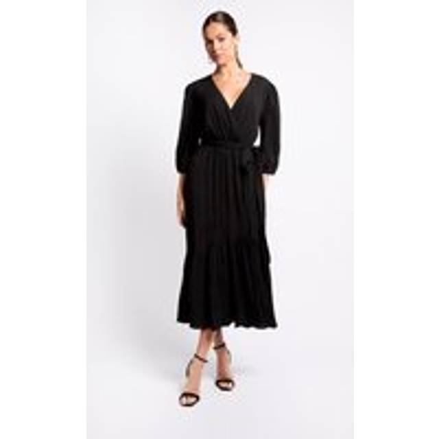 Black Mock Wrap Midaxi Dress - 14