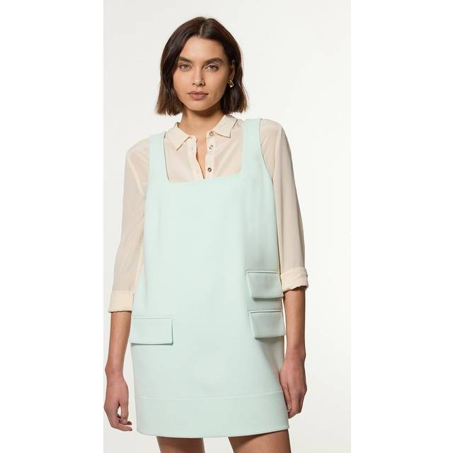 Compact Stretch Essential Tailored Pocket Mini Dress - Pale Blue