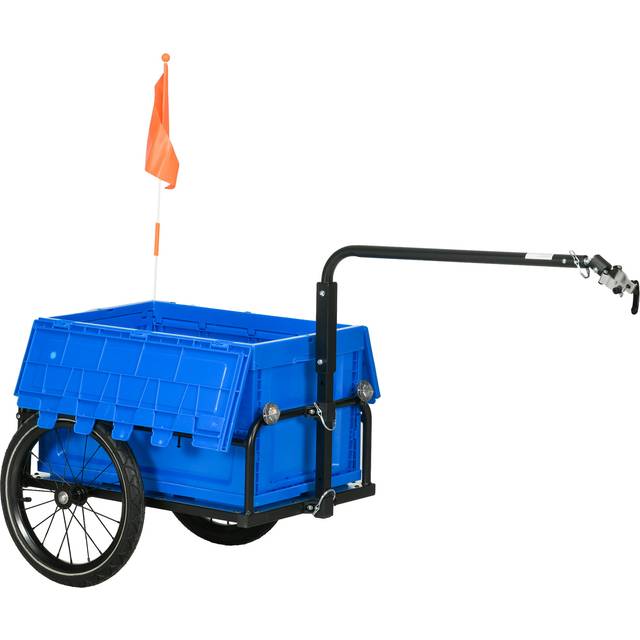 TEMU Bike Trailer, Bicycle Cargo Trailer Wagon Cart With 65l Foldable Storage Box, Pneumatic Tyres And Safe Reflectors, 40kg
