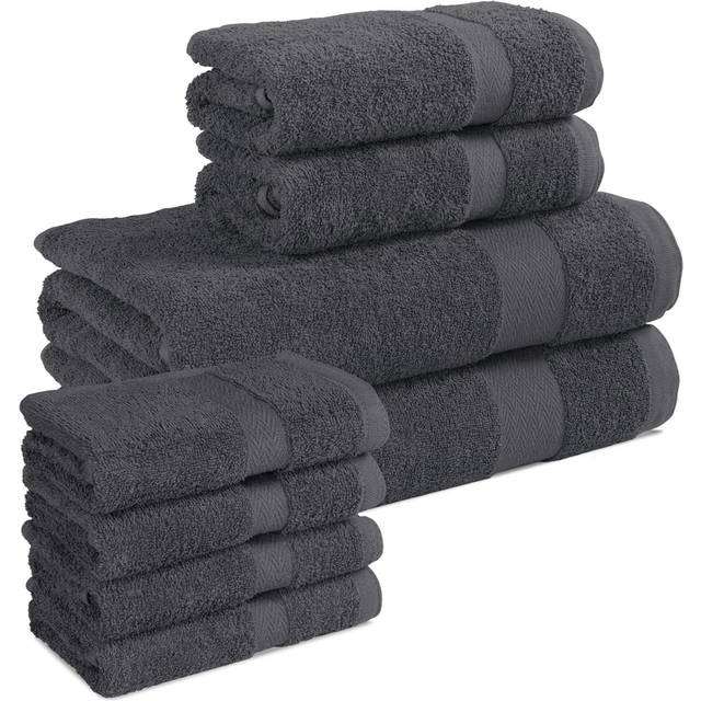 TEMU Set Of 8 Towels - 8pcs 100% Cotton Bath Hand Face Cloths Towel With 2 Mitts Bale Towel Set Daily Use Soft Absorbent