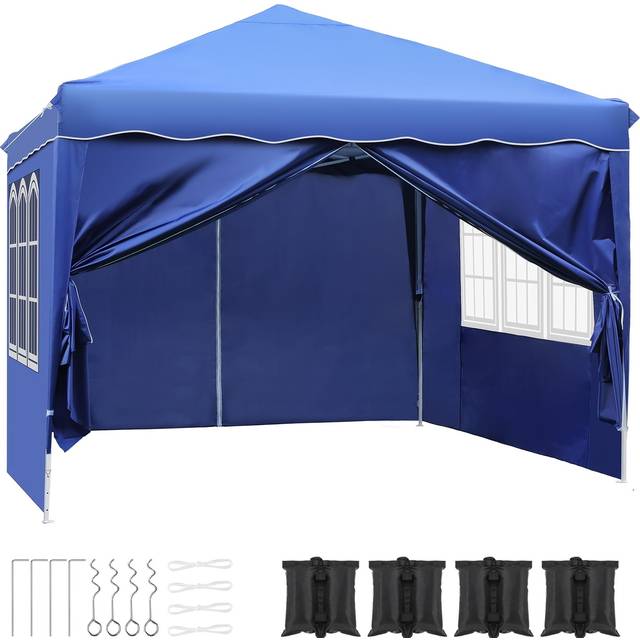 TEMU 3mx3m Garden Gazebo, Waterproof Pop Up Gazebo With 4 Sides, Event Shelters With Mesh Windows And Roller Bag, 8 Stakes, 4 Ropes, 4 Sandbags For Party, Camping (blue)