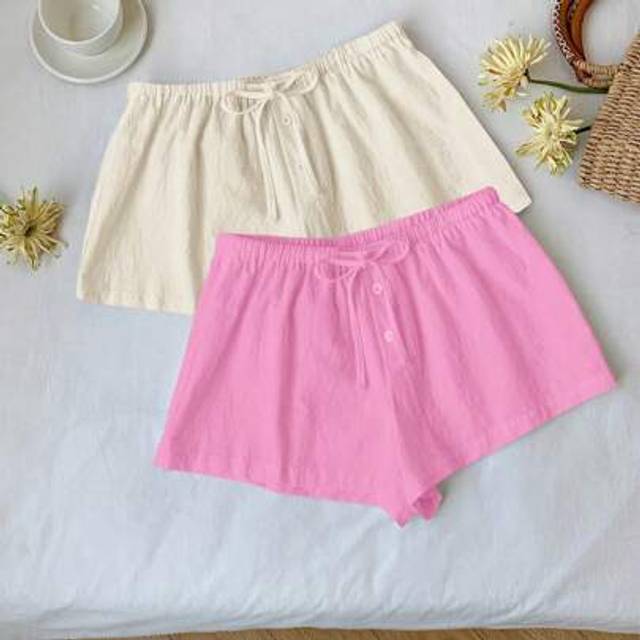 Comfortcana 2pcs Women Linen Striped Shorts,Comfy Shorts