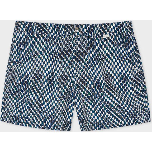 Paul Smith 'Optic Geometric' Print Swim Shorts White - L