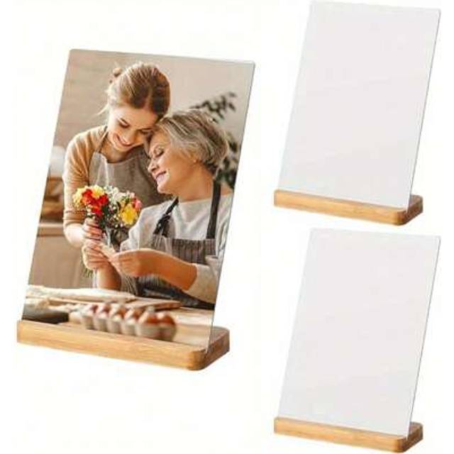 SHEIN 3 Pieces Thermal Sublimation Photo Frame Blanks, 5x 7in Heat Transfer With Wooden Base DIY Photo Prints For Wedding Party Favors Gifts Birthday Gradua