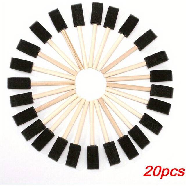 TEMU 10/20pcs 1'' Foam Sponge Brushes With Wooden Handle For Drawing Painting Art Craft