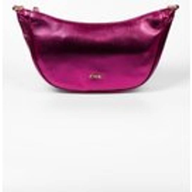 Stevie Half Moon Crossbody Bag - Hot Pink, Metallic Faux Leather - One Size