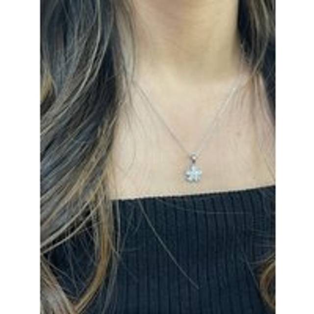Womens Flower Diamante Necklace in Silver - Grey - One Size