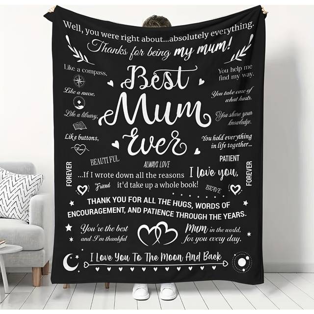 TEMU Ever Flannel Throw Blanket - Super Soft, , Hypoallergenic, Gift For Mother’s Day Or Christmas, Cozy Naptime & Air Conditioning Blanket With Messages, Gift Blanket | Message Design |