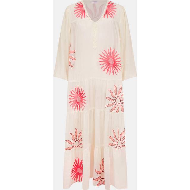 Accessorize Sun Embroidered Long-Sleeve Maxi Dress, Ivory
