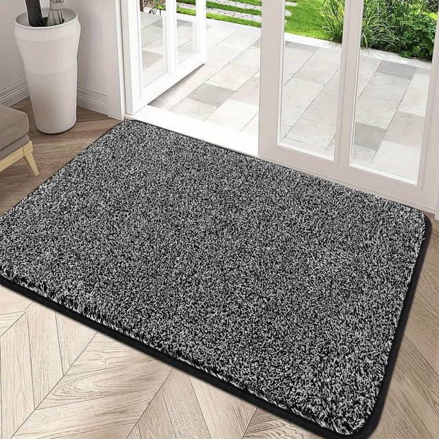 TEMU Wood Grain Doormat - Non-slip Polyester Fiber Entry Mat With Pvc Backing, Hand Wash Only, Elegant For Indoor/outdoor Use - Home Decor