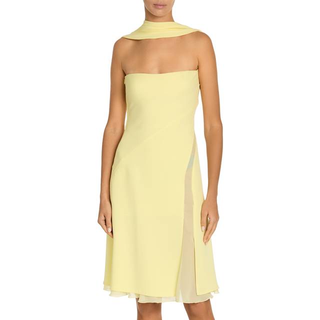 Halter Silk Cady Mini Cocktail Dress - PALE YELLOW - 42 IT (6 US)