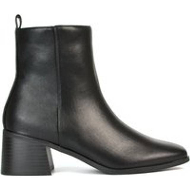 'Angela' Square Toe Low Heel Ankle Booties With Block Heel - Black - 7