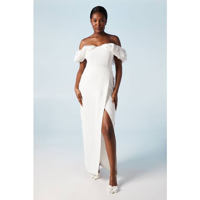 Volume Sleeve Corset Column Wedding Dress - Ivory - 10
