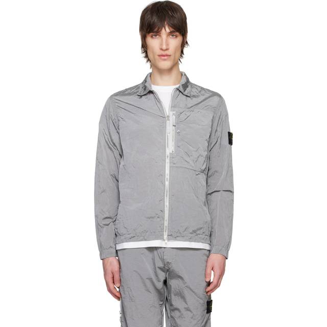Stone Island Nylon Metal Zip Overshirt Pearl Grey