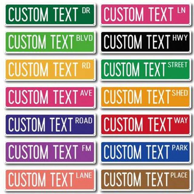 SHEIN 1pc Personalized Custom Metal Street Sign Custom Text Retro Metal Road Sign Custom Personalized Retro Garage Home Decoration Sign, Metal Street Sign,