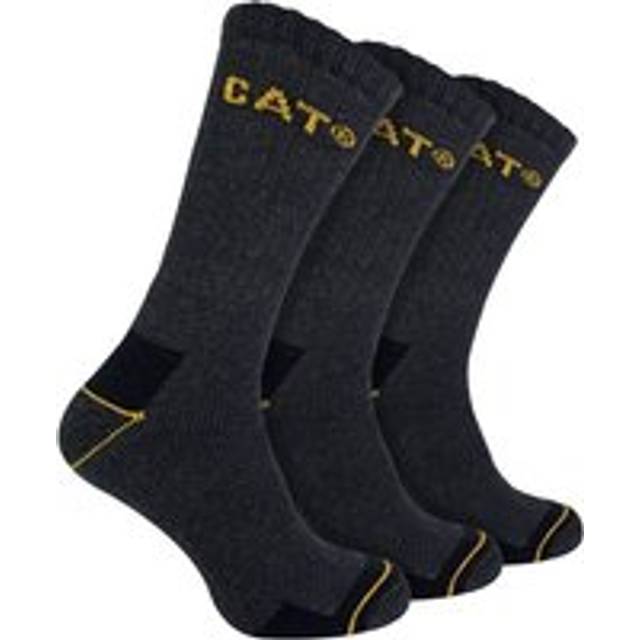 (6-9 UK, Charcoal) CAT - Mens 3 Pack Real Work Socks with Cushioned Heel & Toe
