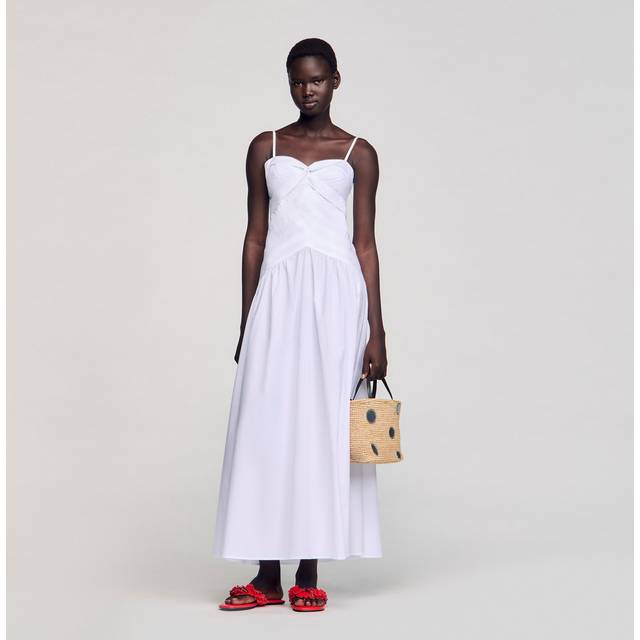 Robe longue à bustier drapé - blanc - 42